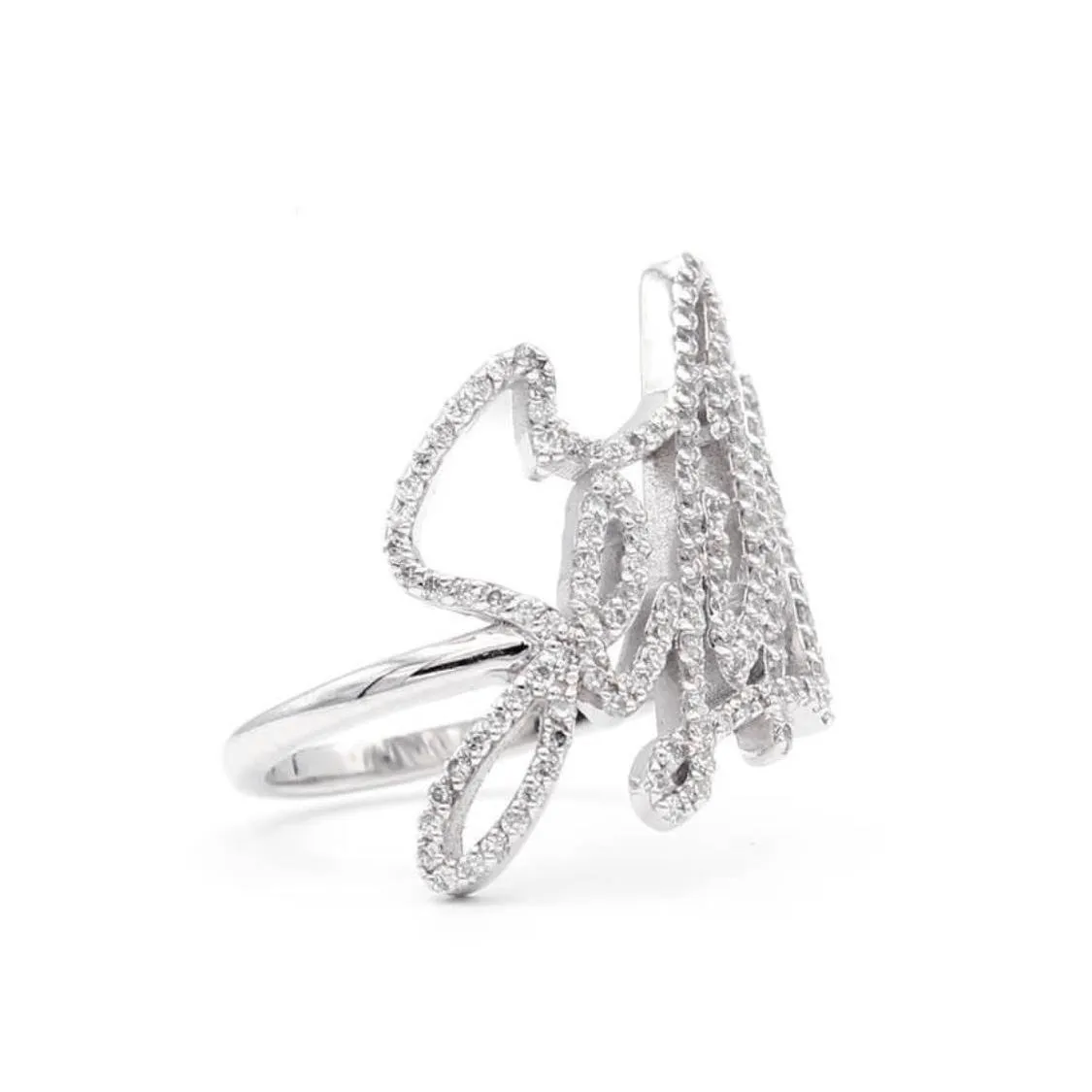 Diamond Asymmetrical Name Ring