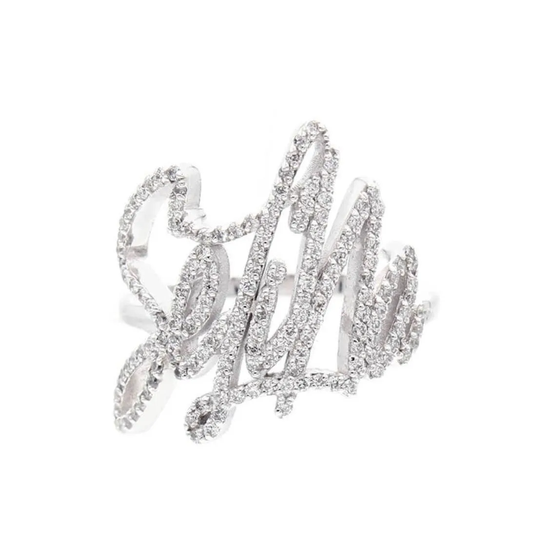 Diamond Asymmetrical Name Ring