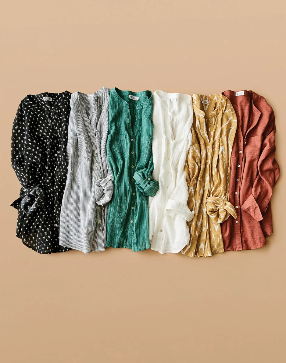 Dylan Gauze Tunic: Camel Diamond