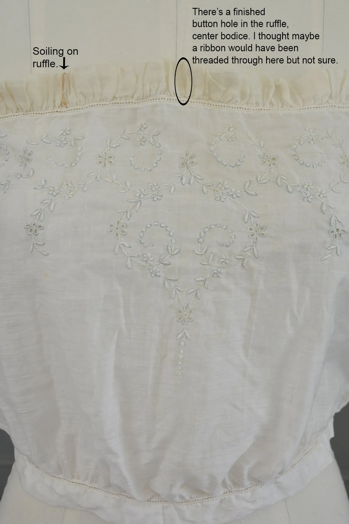 Edwardian Sheer White Baby Blue Embroidered Camisole Corset Cover
