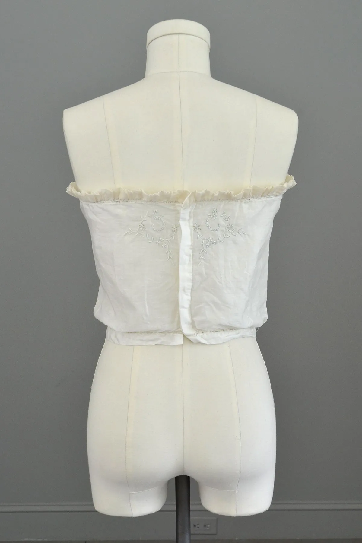 Edwardian Sheer White Baby Blue Embroidered Camisole Corset Cover