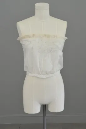 Edwardian Sheer White Baby Blue Embroidered Camisole Corset Cover