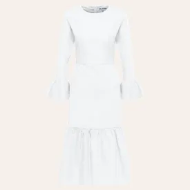 EHE Apparel Audrey ruffled Dress - White