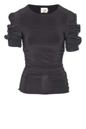 Elixir Black Gathered Jersey Top