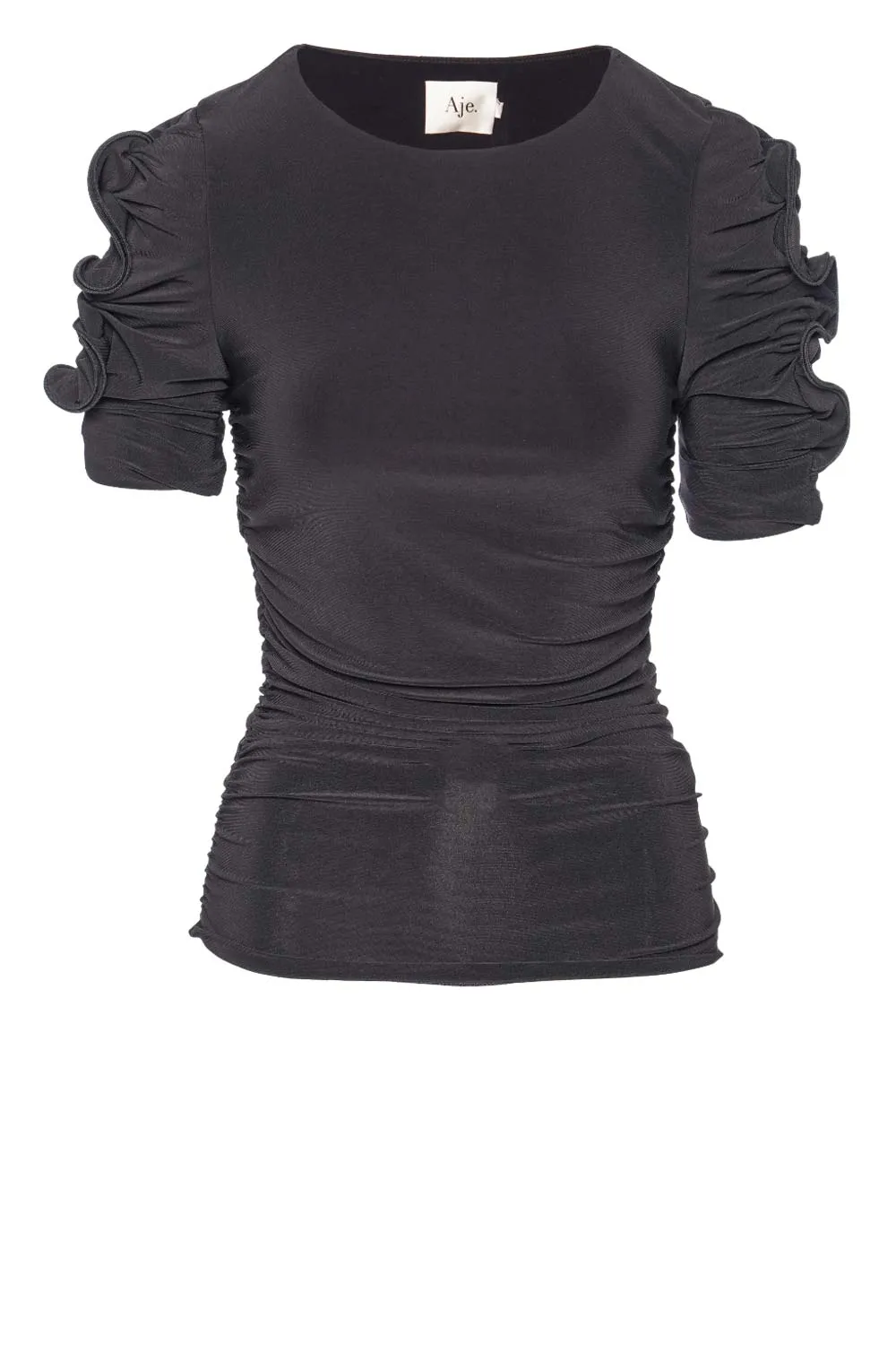Elixir Black Gathered Jersey Top
