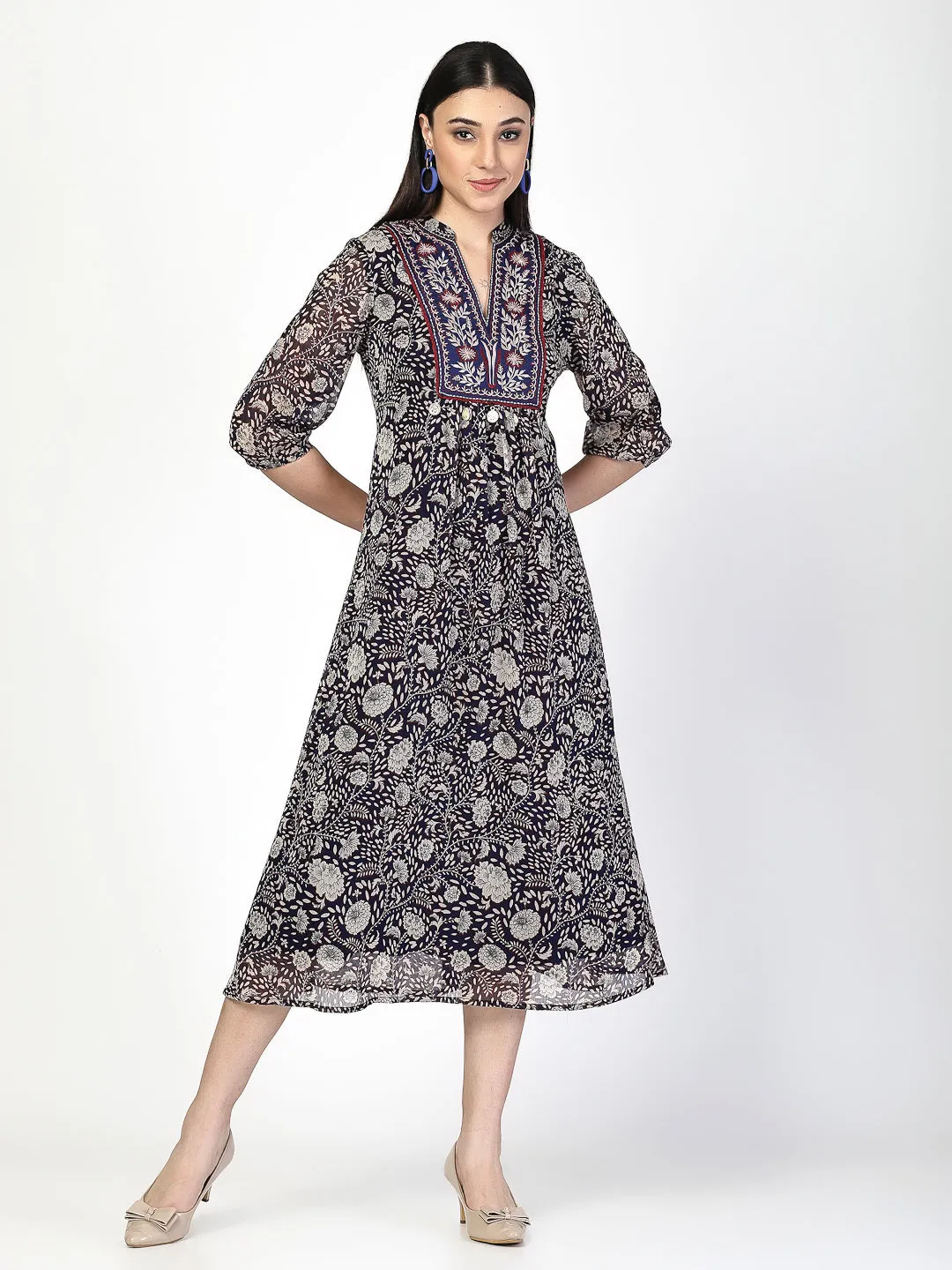 Embroidered A-Line Dress