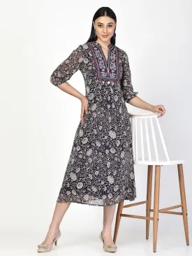 Embroidered A-Line Dress