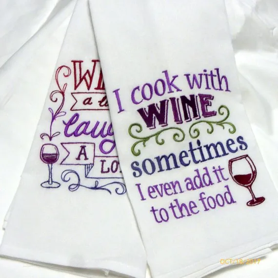 Embroidered Flour Sack Towel, Tea Towel