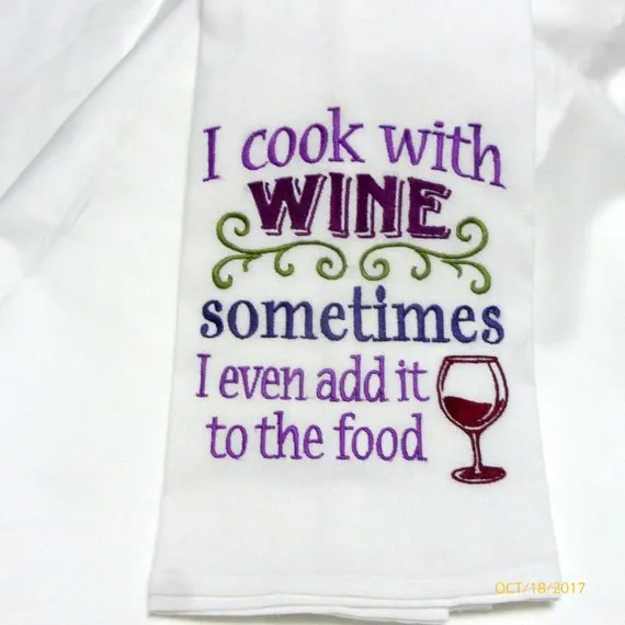 Embroidered Flour Sack Towel, Tea Towel