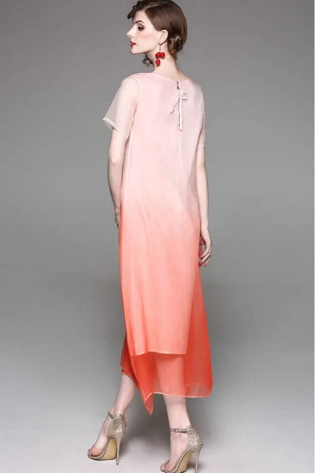 Embroidered Silk A-Line Dress