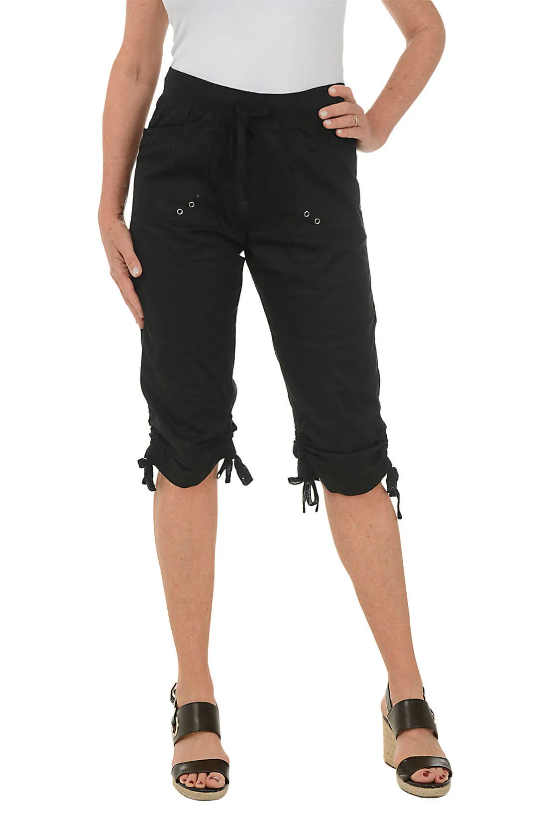 Emma Pull-On Ruched Capri Pant