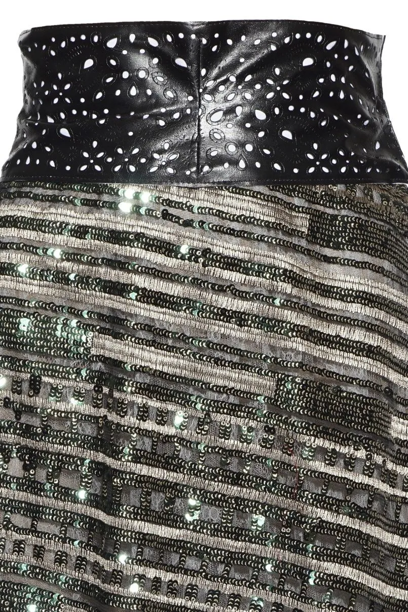 Floral Crop Top & Sequin Skirt