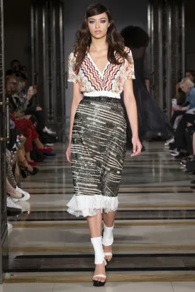 Floral Crop Top & Sequin Skirt