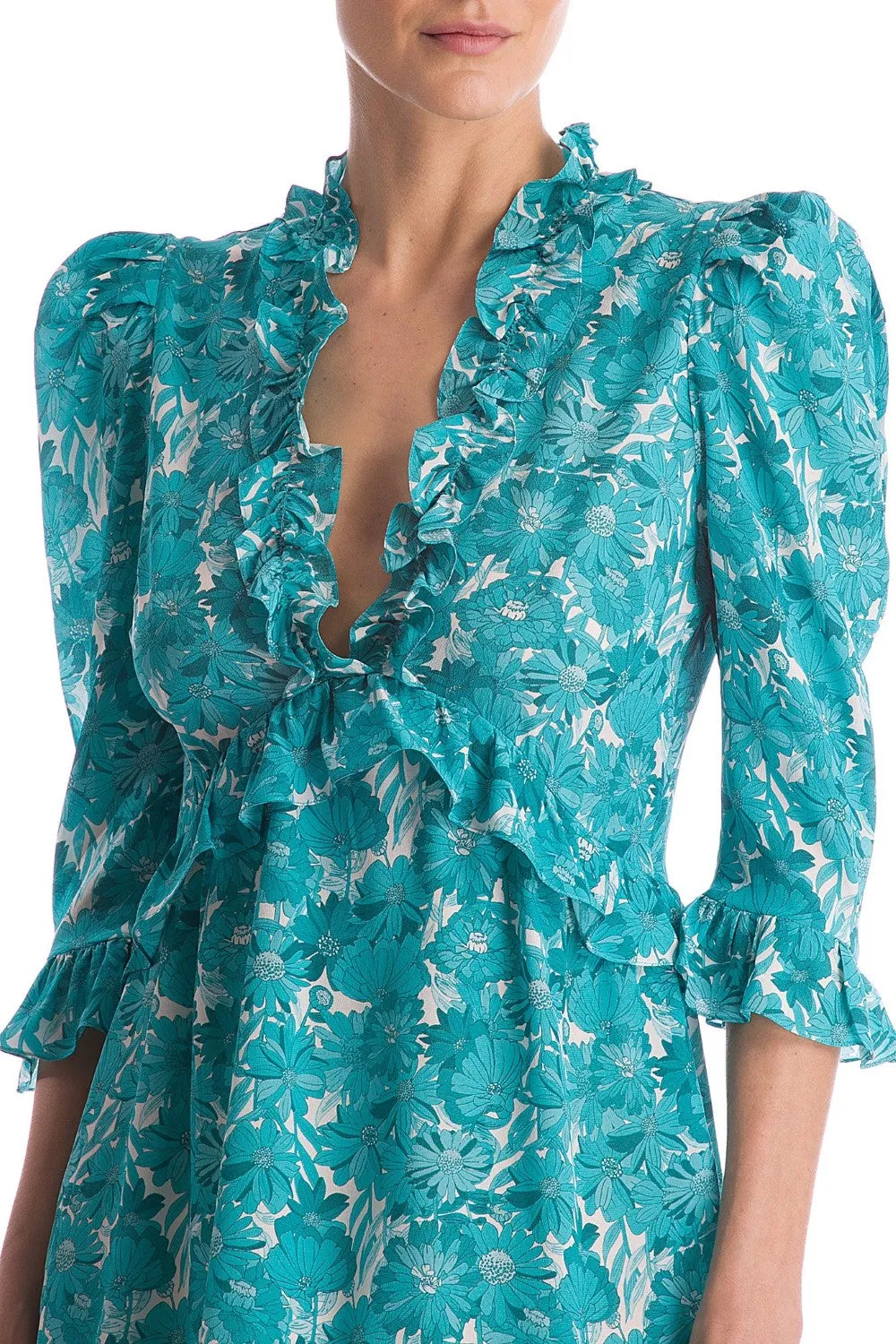 Flower Bloom Long-Sleeved Short Dress