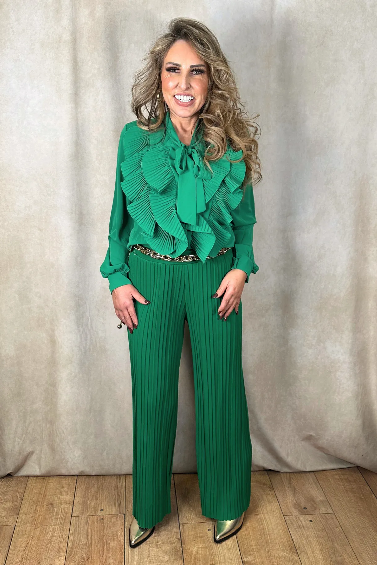 Frankie Elasticated Waist Double Pleated Trousers