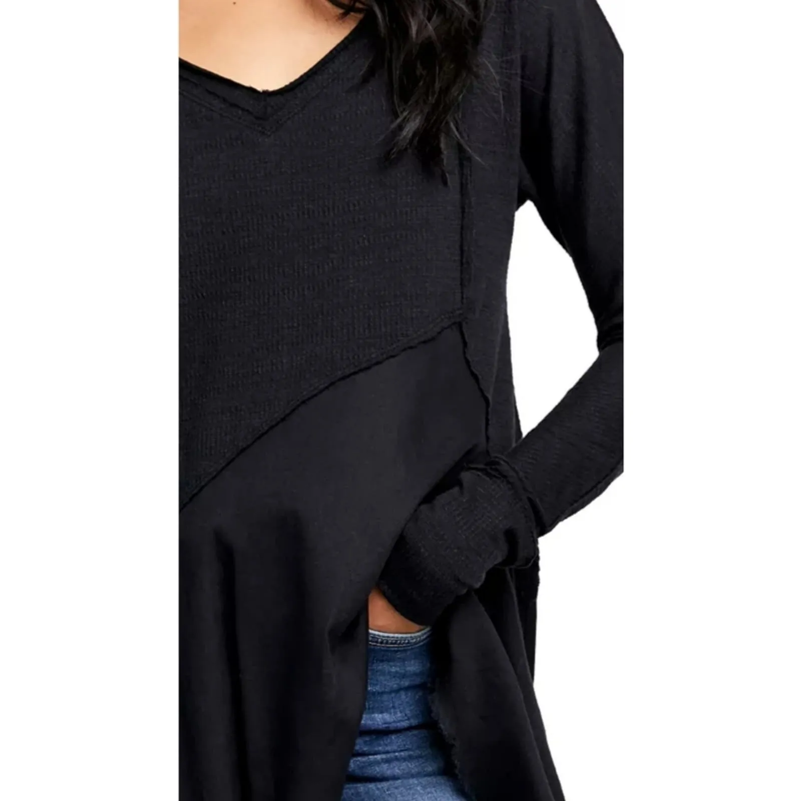 Free People Comin In Hot Tunic Top in Black NEW