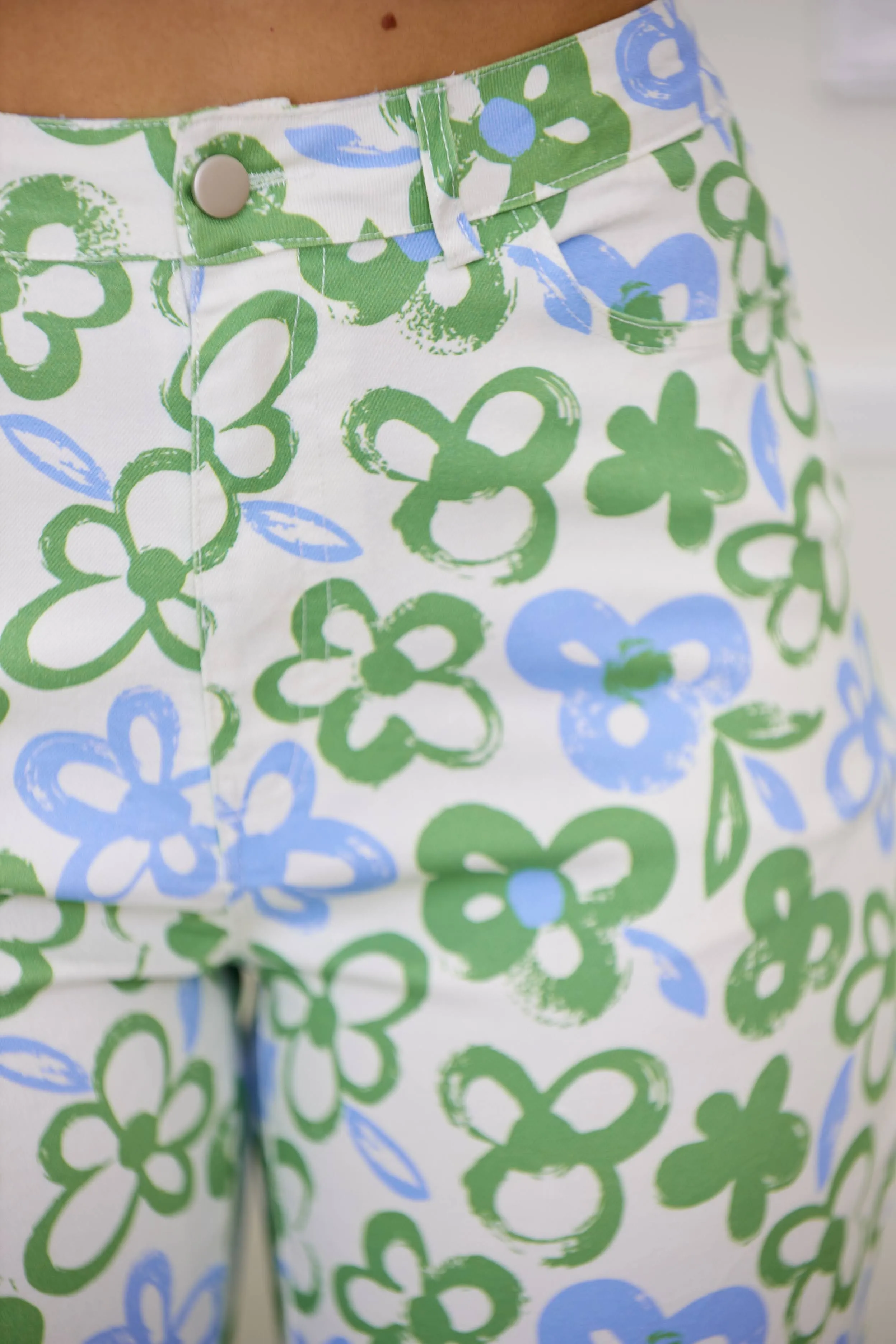 Free To Go Green Floral Pants