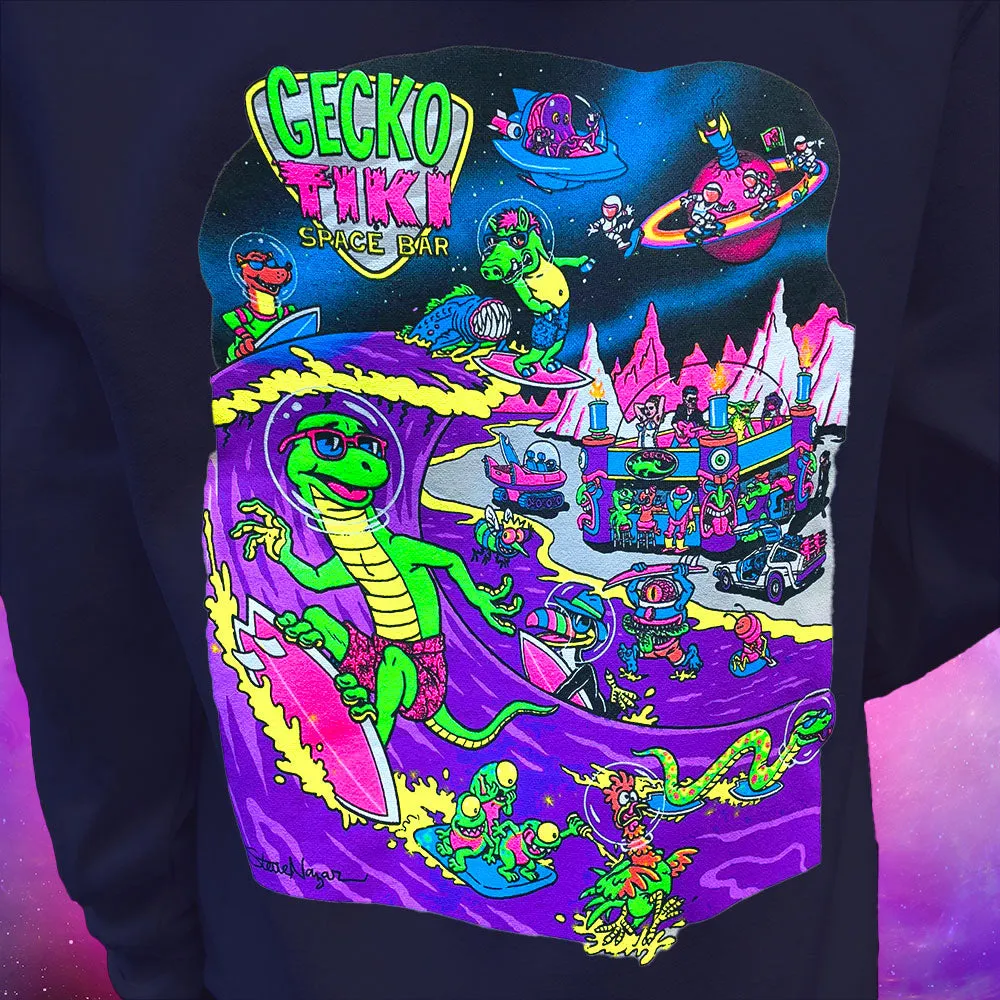 Gecko Space Tiki - Midnight Navy Hoodie