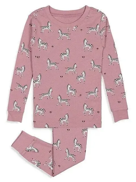 Girls 2-Piece Zebra-Print Pyjama Set-Purple | Petit Lem