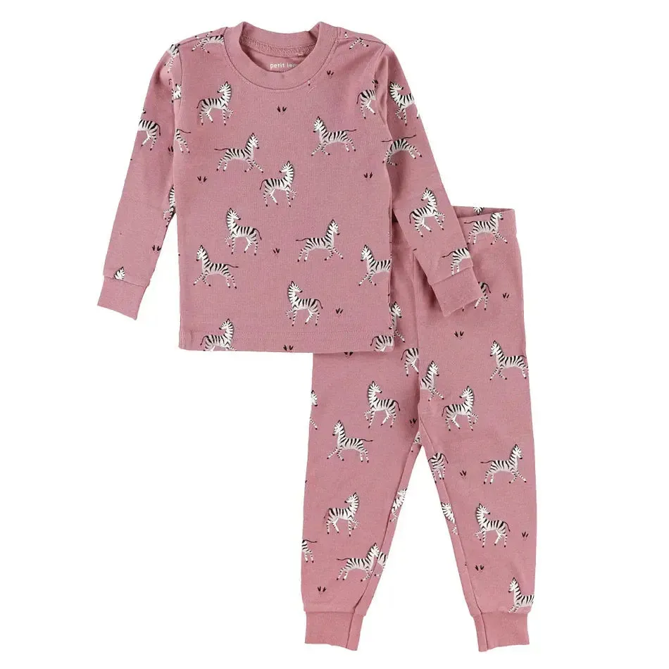 Girls 2-Piece Zebra-Print Pyjama Set-Purple | Petit Lem