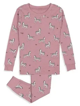 Girls 2-Piece Zebra-Print Pyjama Set-Purple | Petit Lem