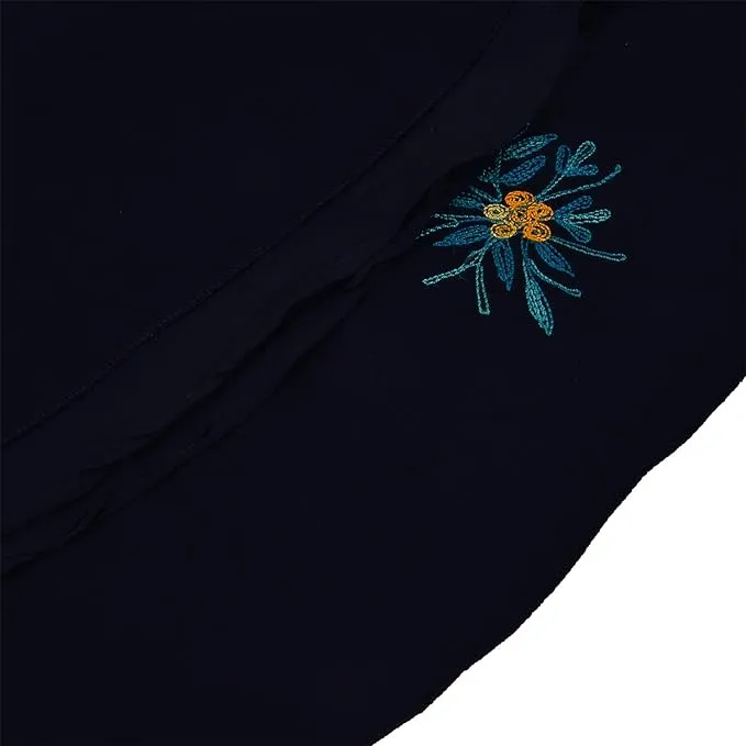 Girls Embroidered A-line Strap Neck dress