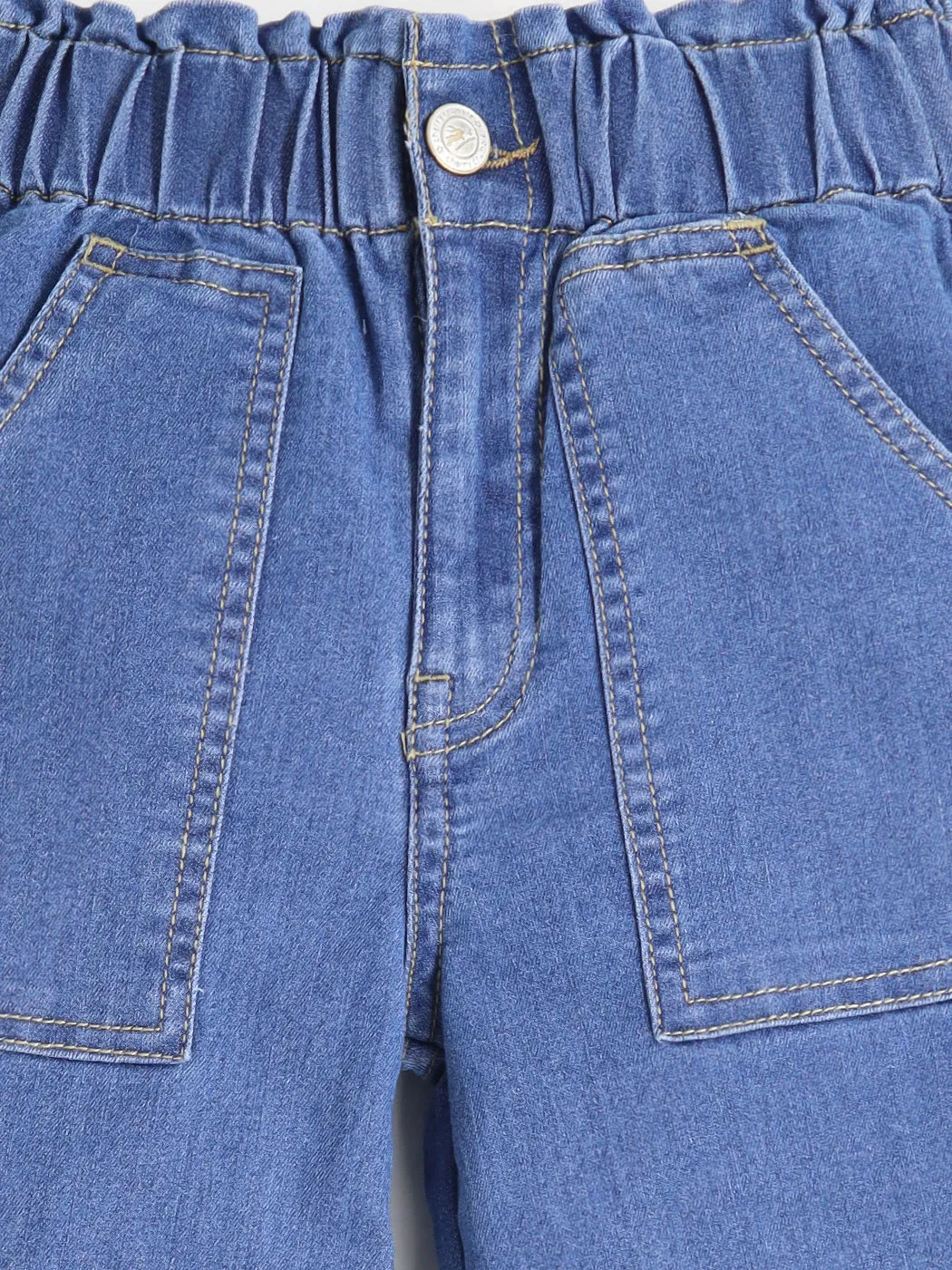 Girls Wide Leg Denim Blue Stylish High Rise Jeans