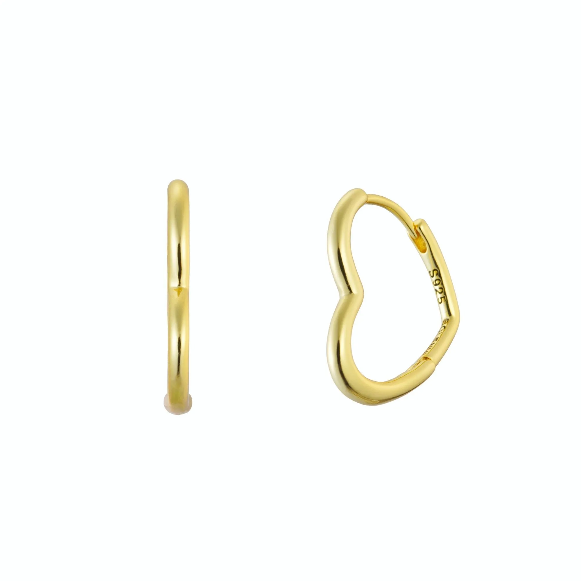 Gold Asymmetrical Heart Hoop Earrings