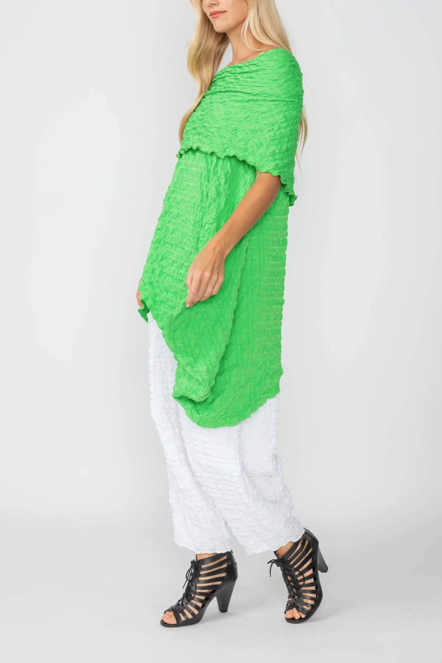 Green Cowl Neck Asymmetrical Top