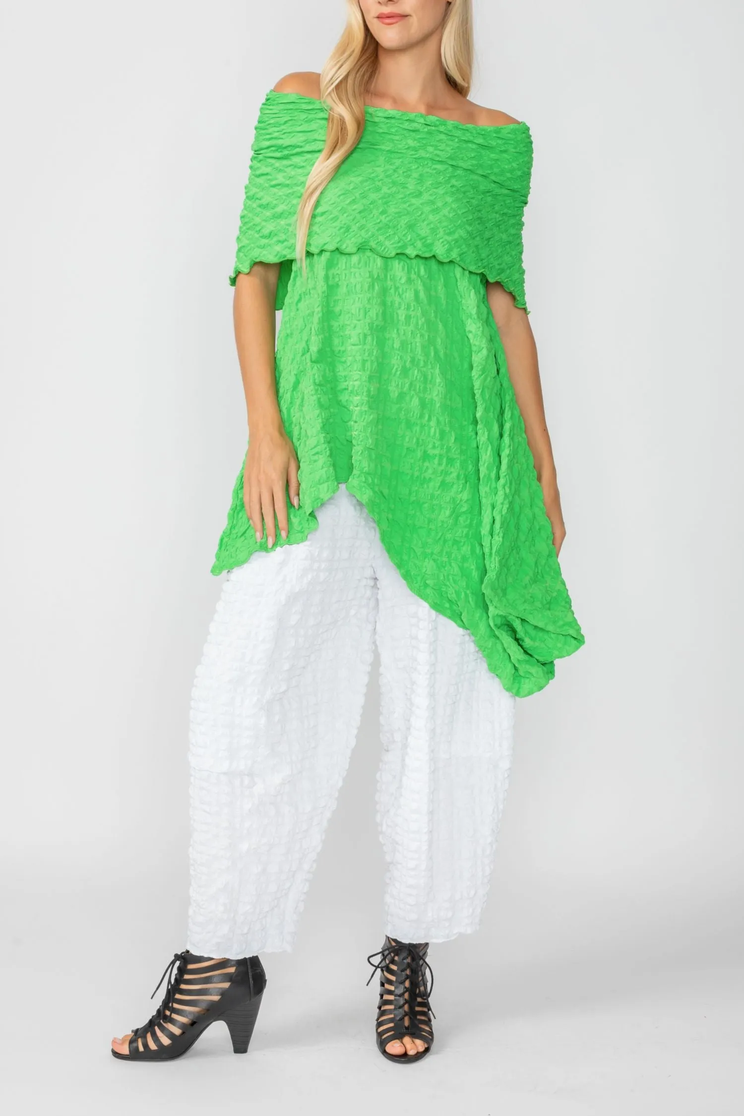 Green Cowl Neck Asymmetrical Top
