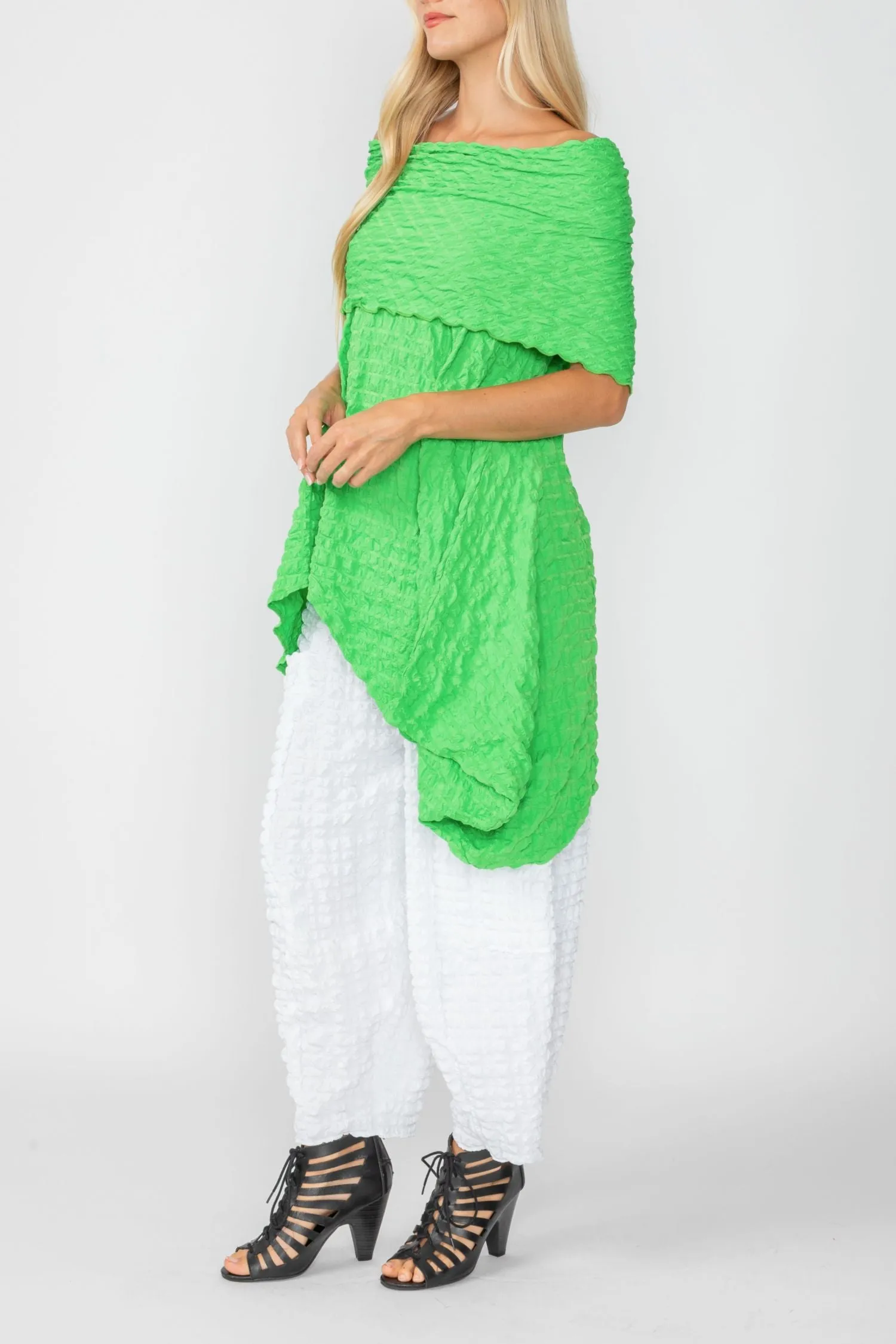 Green Cowl Neck Asymmetrical Top