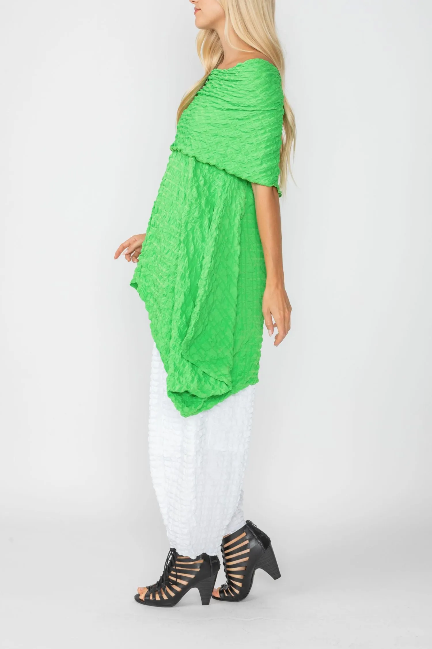 Green Cowl Neck Asymmetrical Top