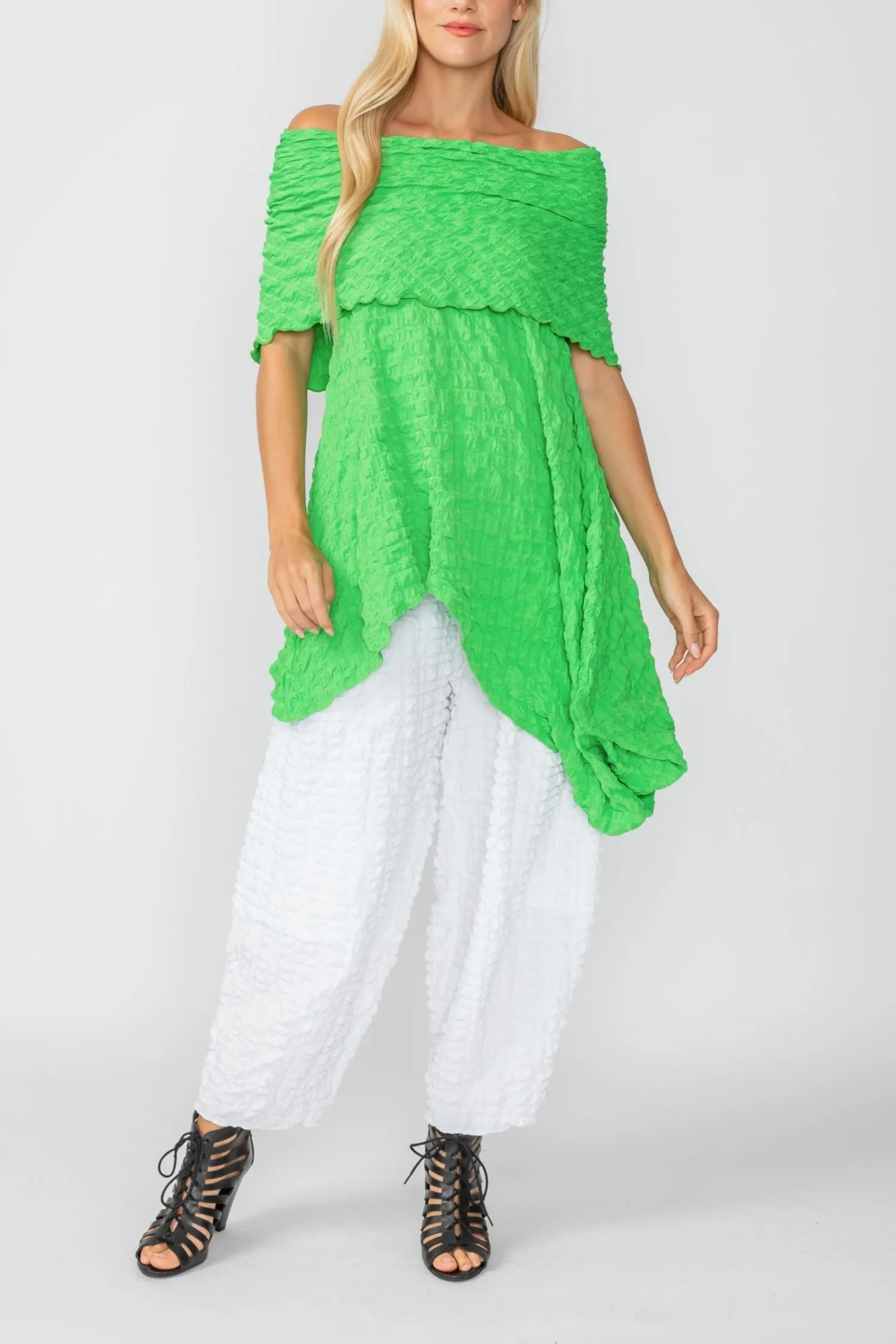 Green Cowl Neck Asymmetrical Top