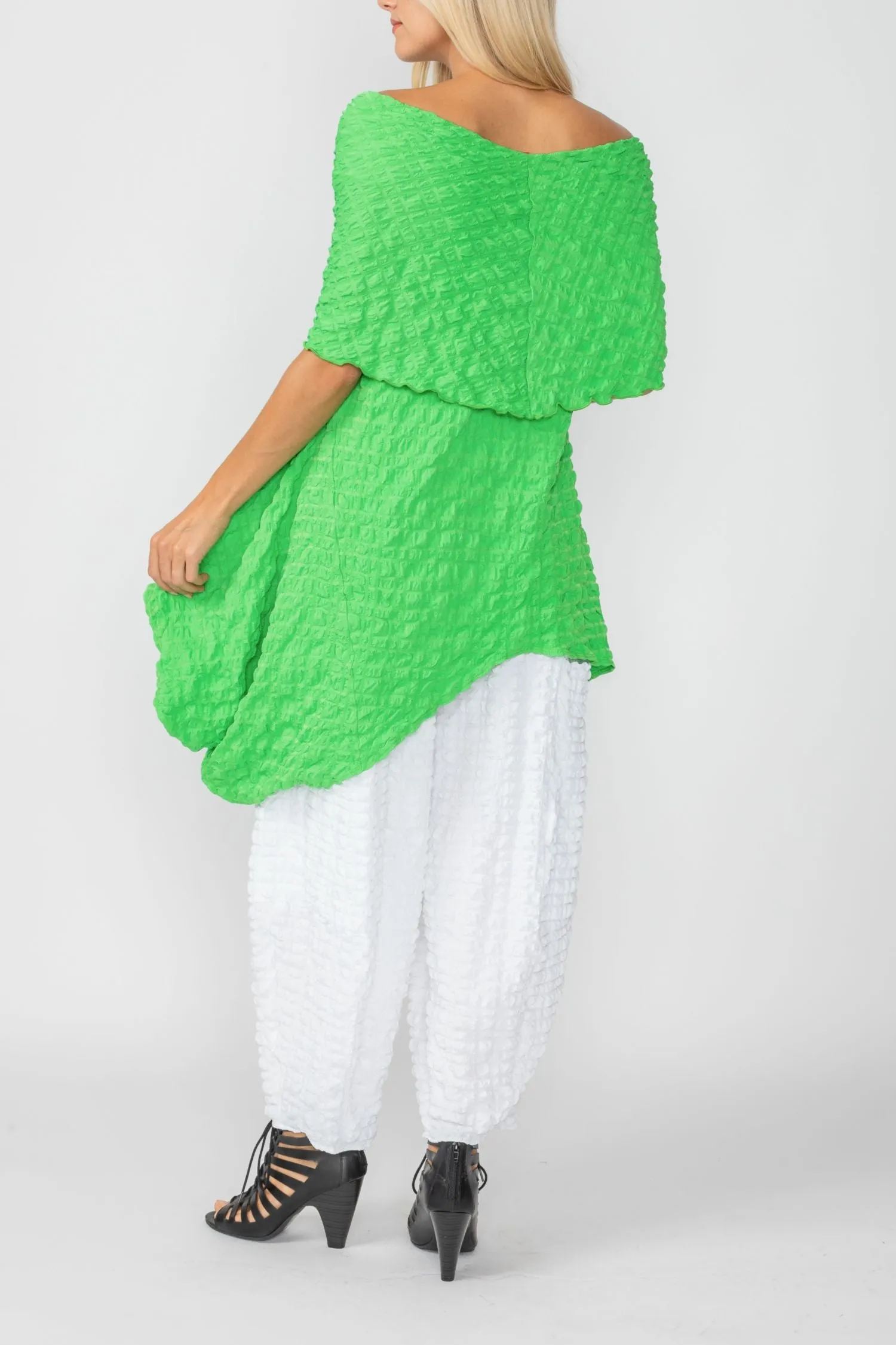 Green Cowl Neck Asymmetrical Top