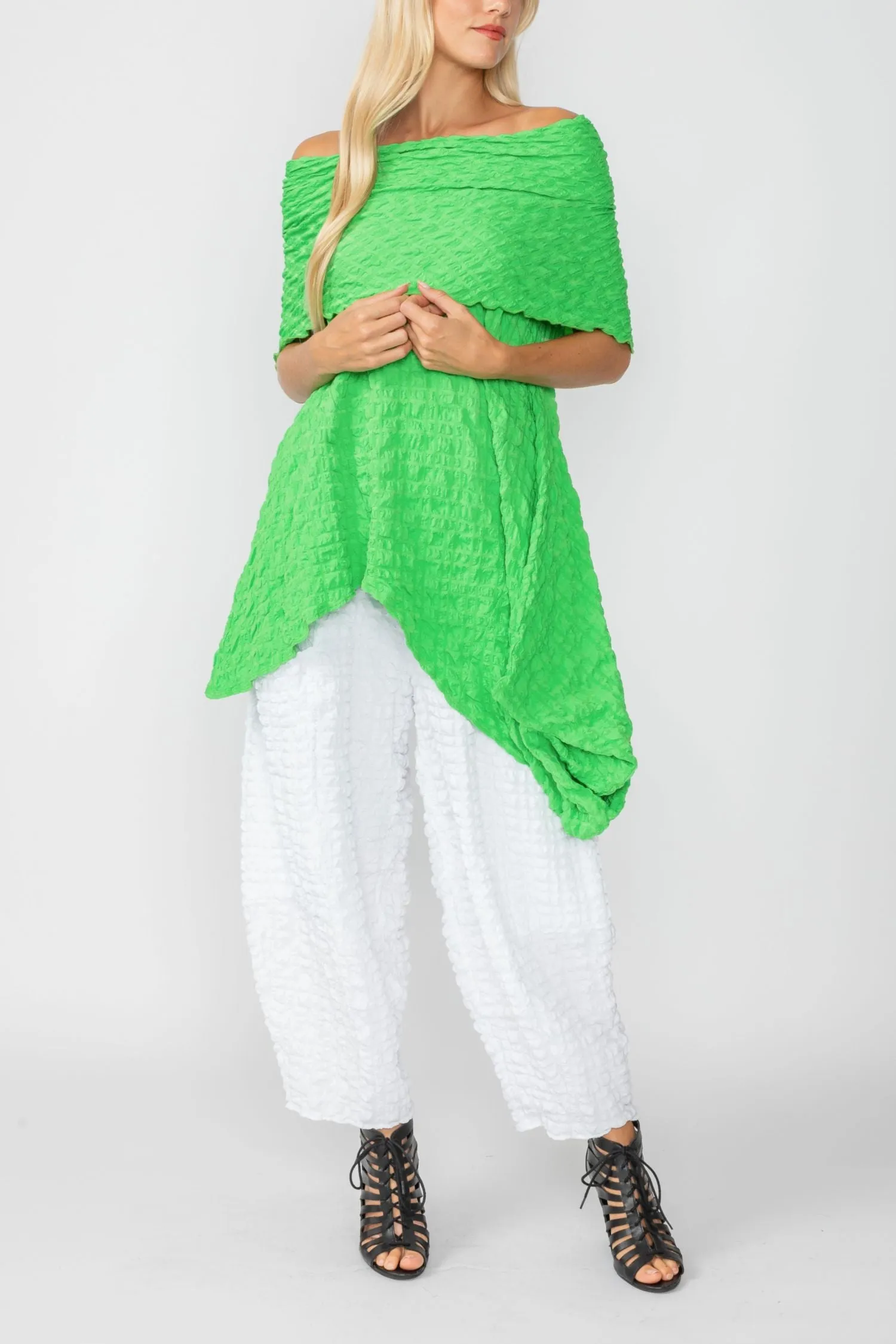 Green Cowl Neck Asymmetrical Top