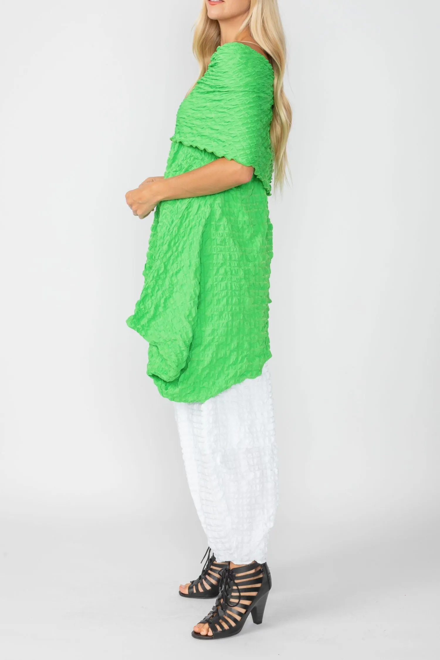 Green Cowl Neck Asymmetrical Top