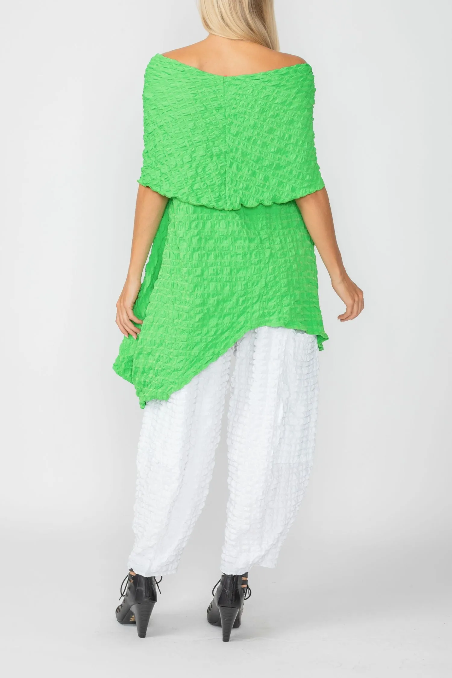 Green Cowl Neck Asymmetrical Top