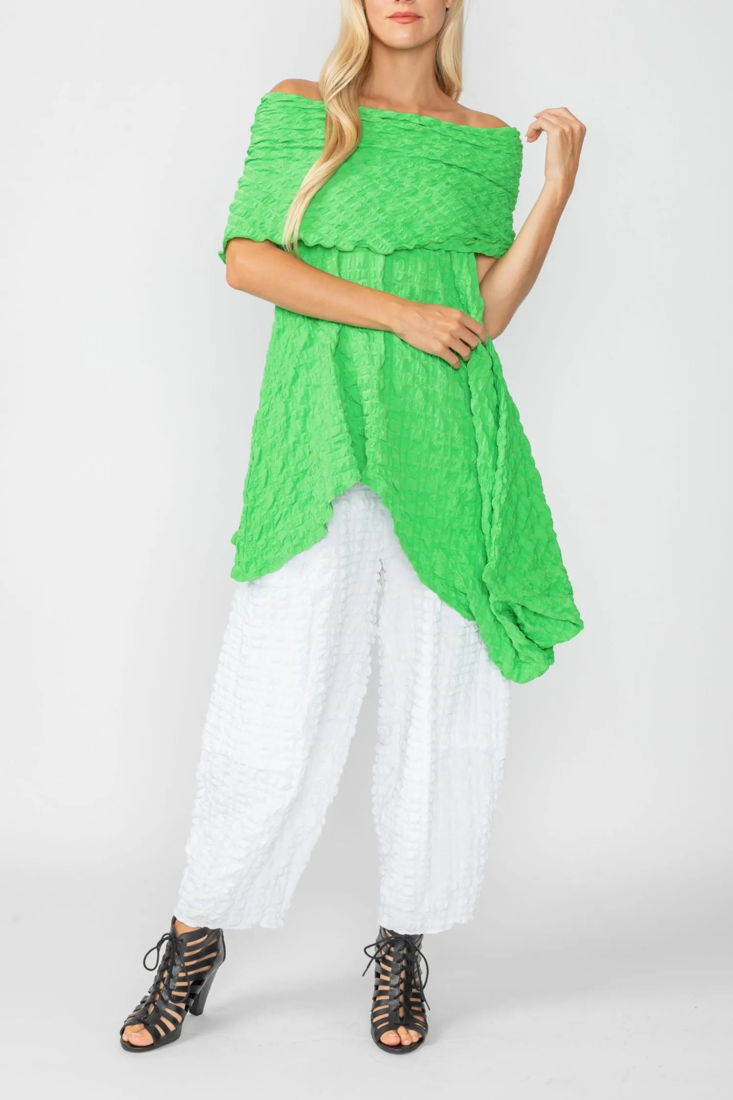 Green Cowl Neck Asymmetrical Top
