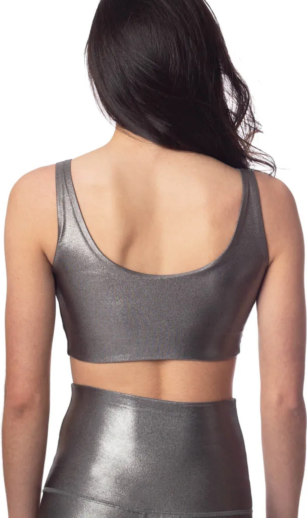 Gunmetal Shimmer V Crop
