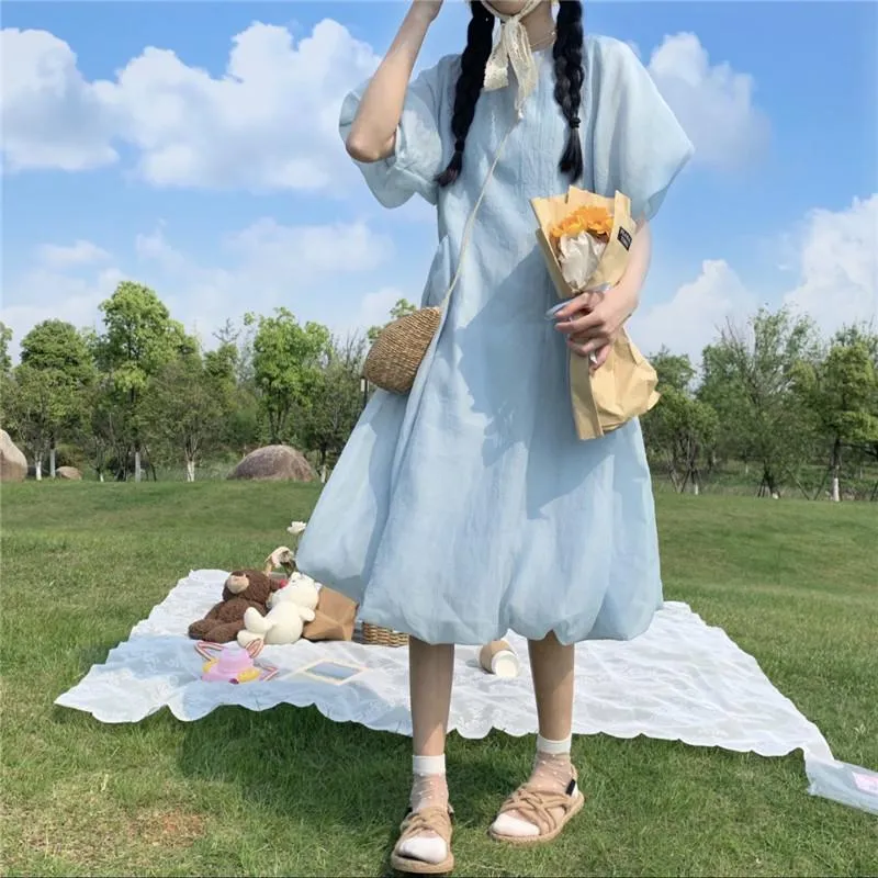 Harajuku A-line Puff Sleeved Dress