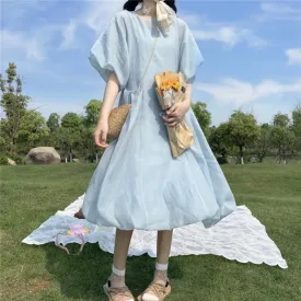 Harajuku A-line Puff Sleeved Dress