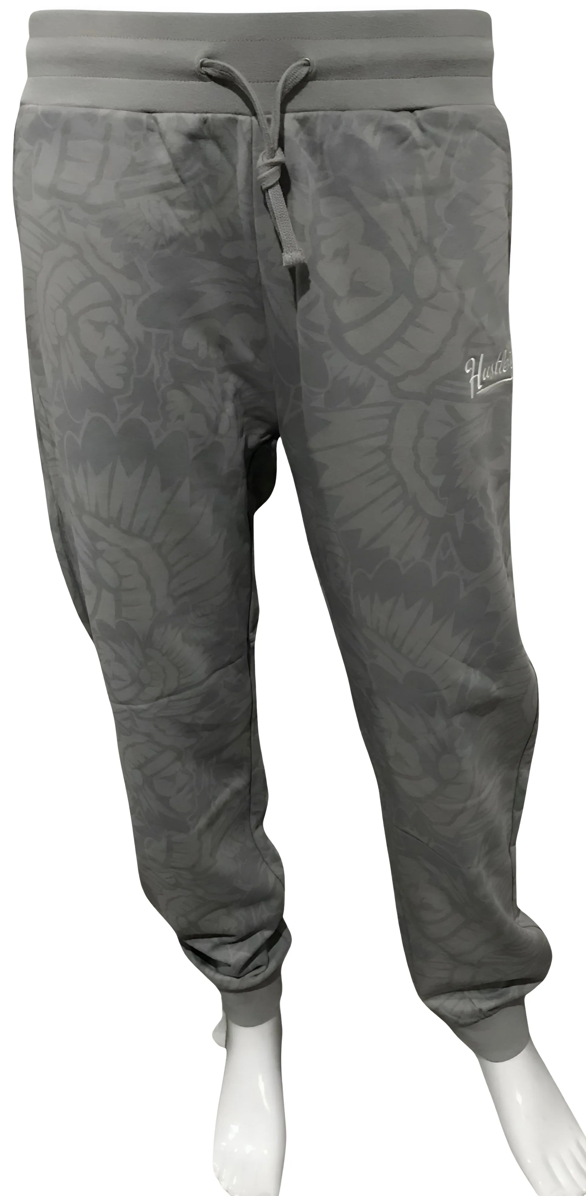 ^HUSTLE GANG^ (GREY) ~PROMINENT~ KNIT JOGGER SWEATPANTS