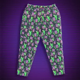 Black and Orange Gecko Print Jungle Beach Pants - Iconic 1988 Style