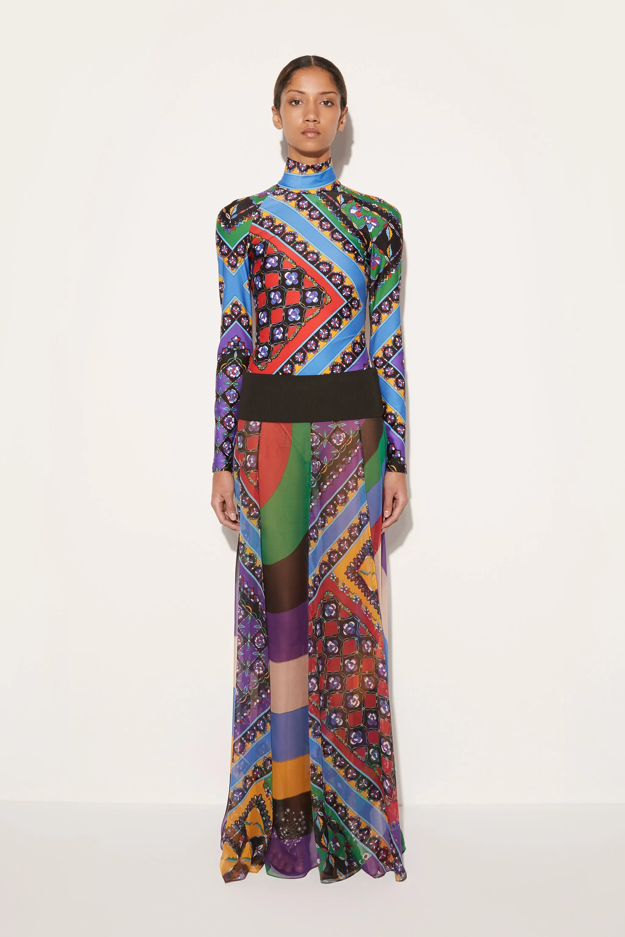Iride And Festa-Print Silk Skirt