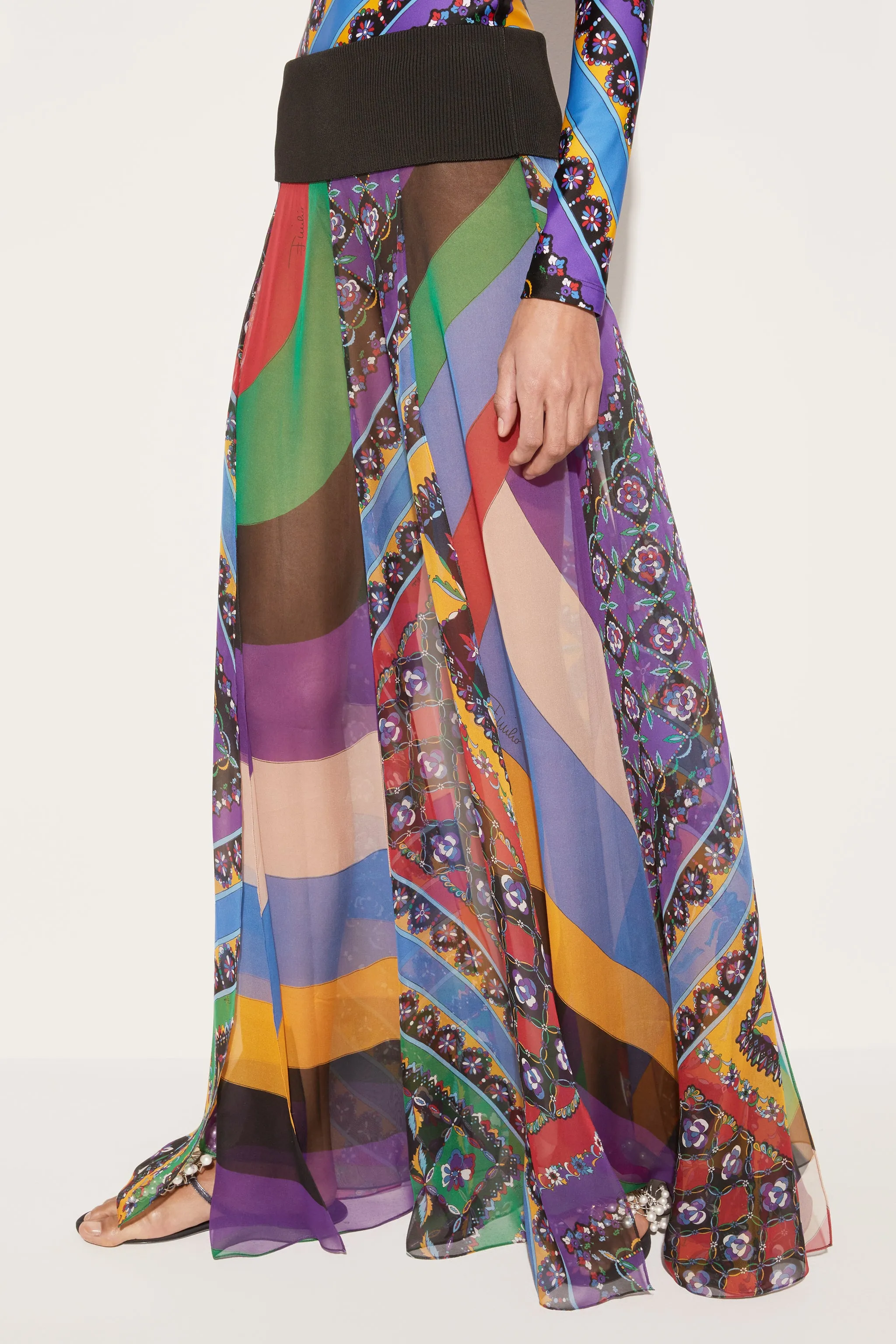 Iride And Festa-Print Silk Skirt