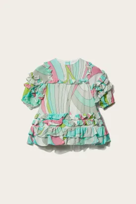 Iride-Print Ruffled Dress