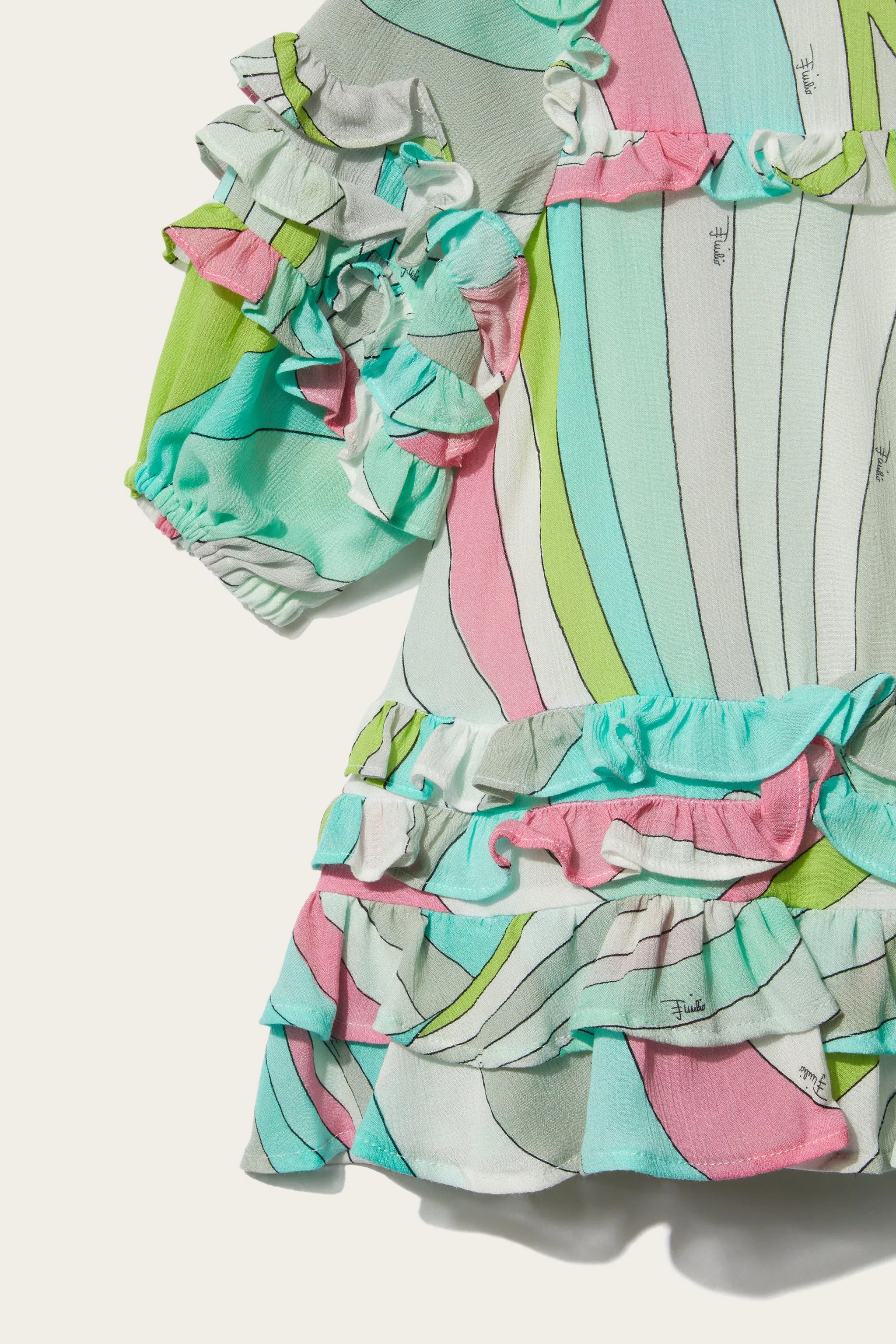 Iride-Print Ruffled Dress