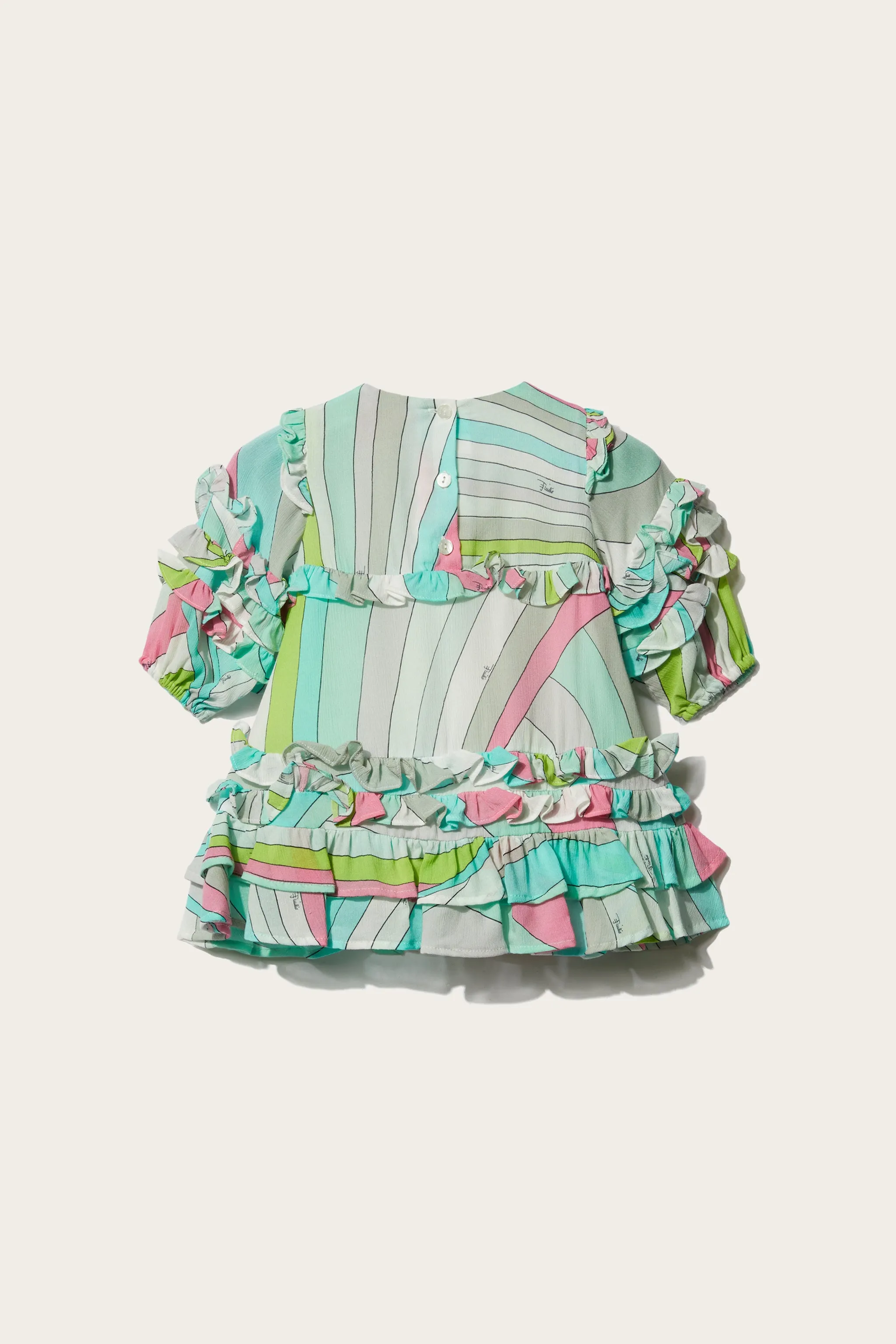 Iride-Print Ruffled Dress