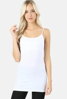 Jackie Long Line Cami WHITE Curvy