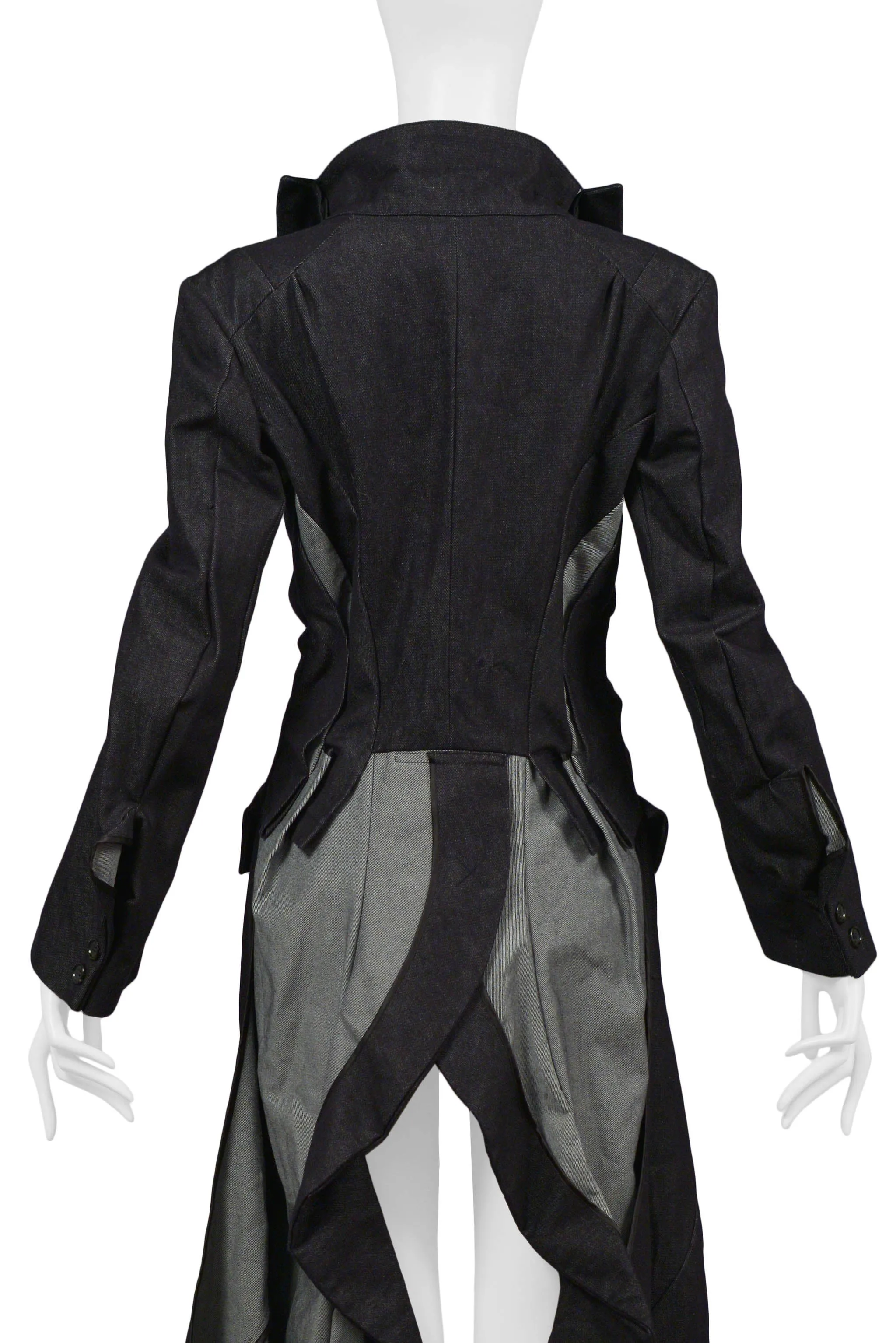 JUNYA WATANABE DENIM & BLACK SATIN COAT 2007